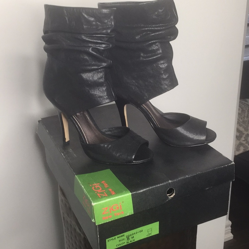 Zigi New York Size 8 Leather Sandal Booties Black